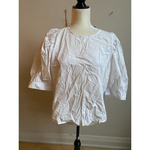 know.one.cares white blouse top Large NEW white balloon short sleeve - Picture 1 of 5